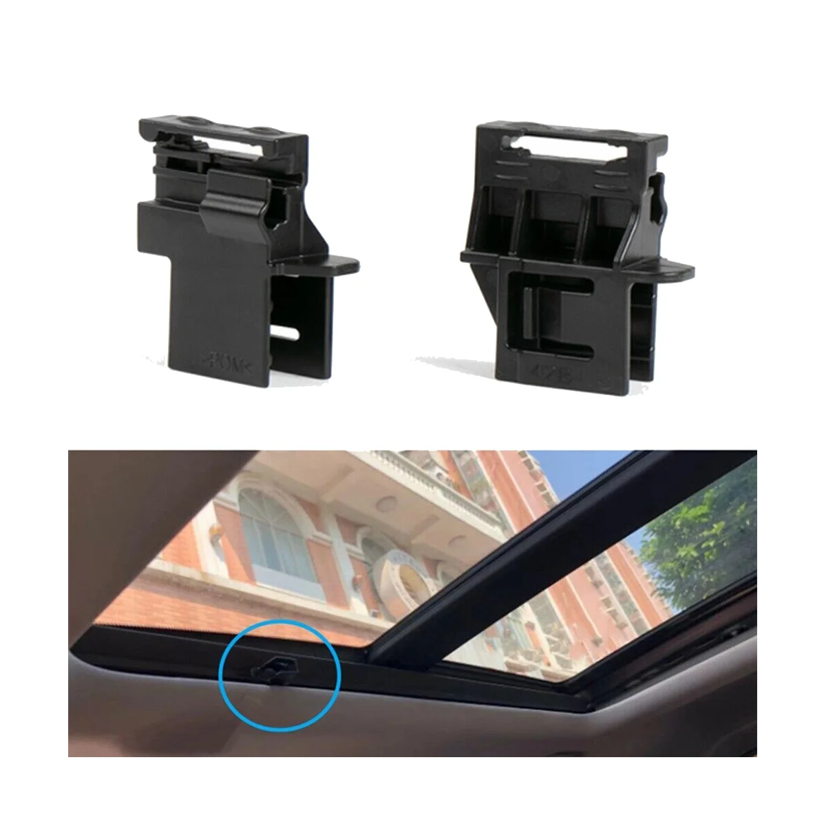 2Pcs Panoramic Sunroof Sun Visor Fixed Buckle Sun Shade Clip Black Plastic 70800-TLY-H11ZA for 2017-2021