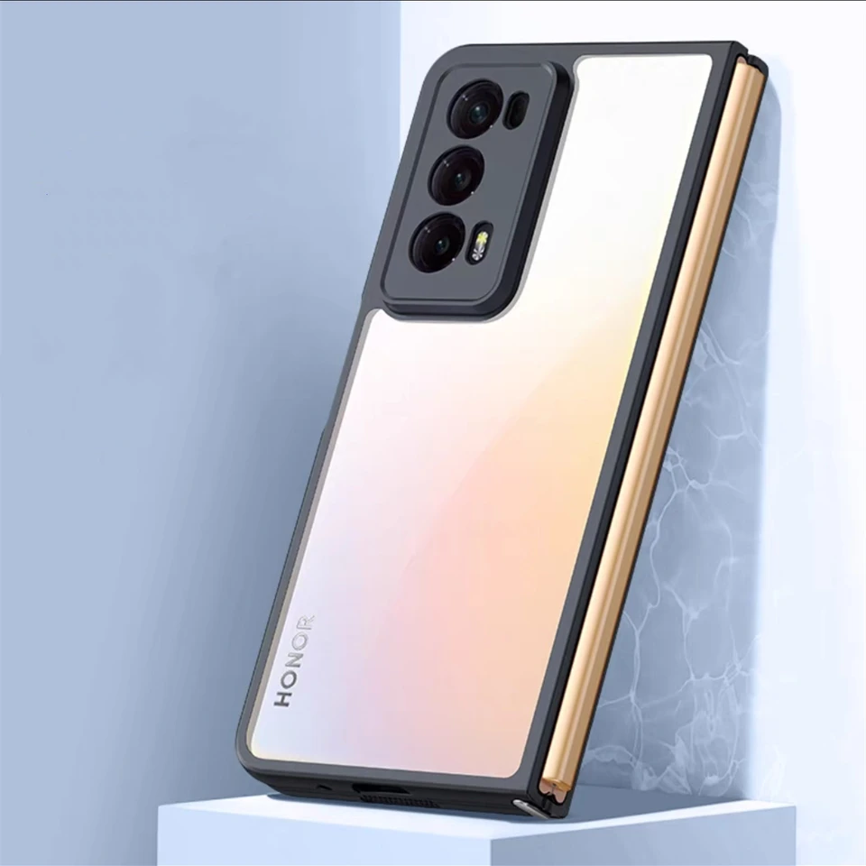 Honor Magic v2用ケース,マジックV2用,透明ケース,耐衝撃性カメラ用