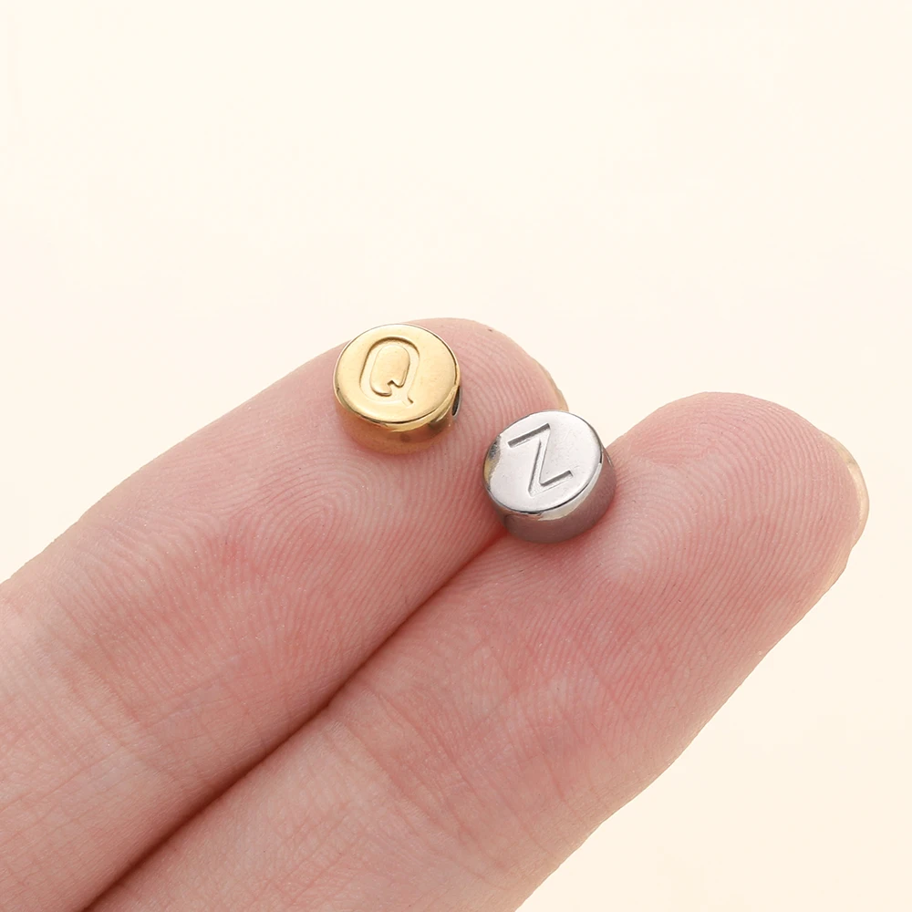 5pcs/lot Stainless Steel 7mm A-Z Letter Round Shape Loose Spacer Beads for DIY Bracelet Necklace Jewelry Making Accessories
