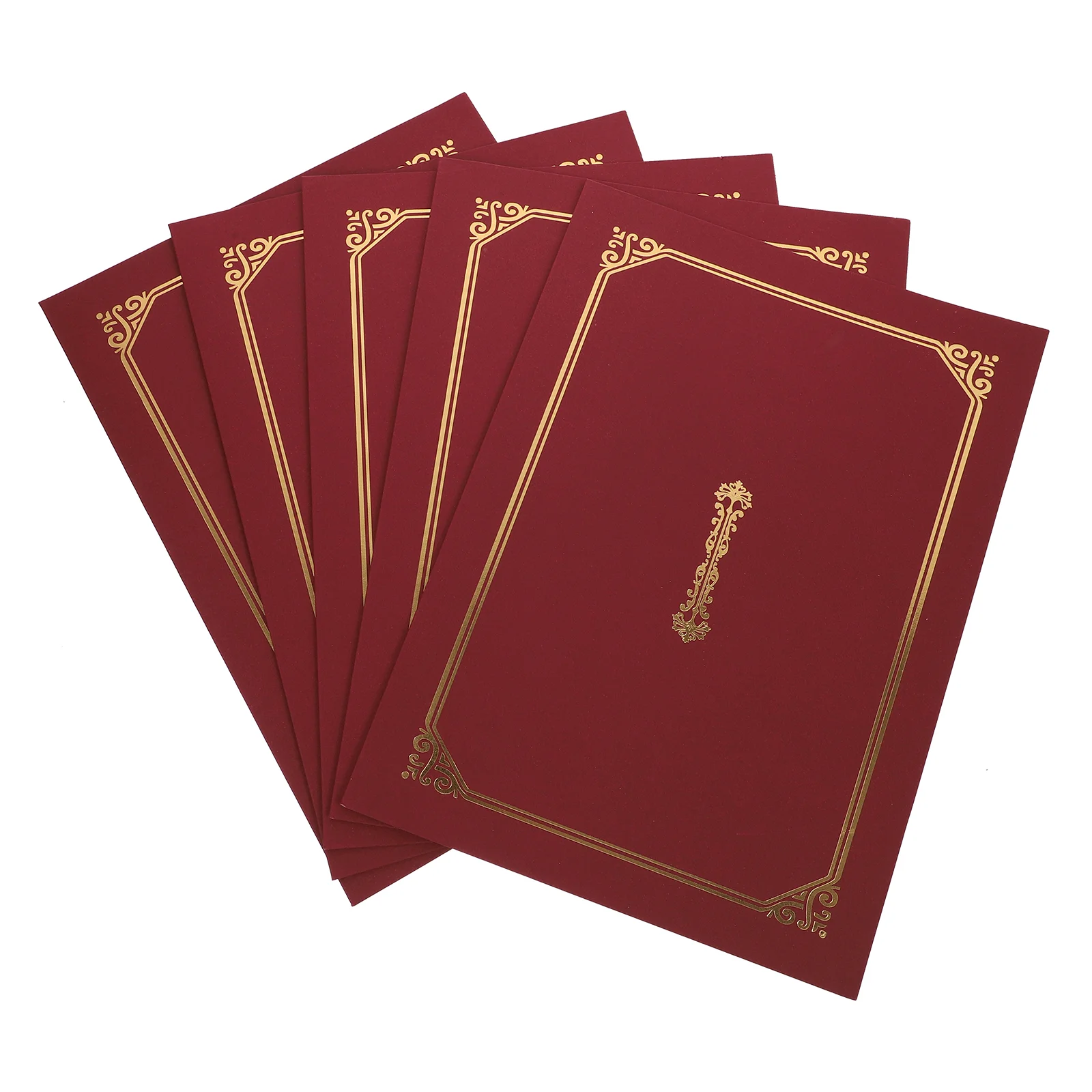 Couverture de certificat d'honneur, housses de protection, dossier de récompense en papier, coques de diplôme, support A4, chemises de fichiers rouges du personnel, 5 pièces