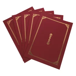 5 Pcs Honor Certificate Cover Protective Covers Paper Award Folder Diploma Shells A4 Holder Staff Red File Folders