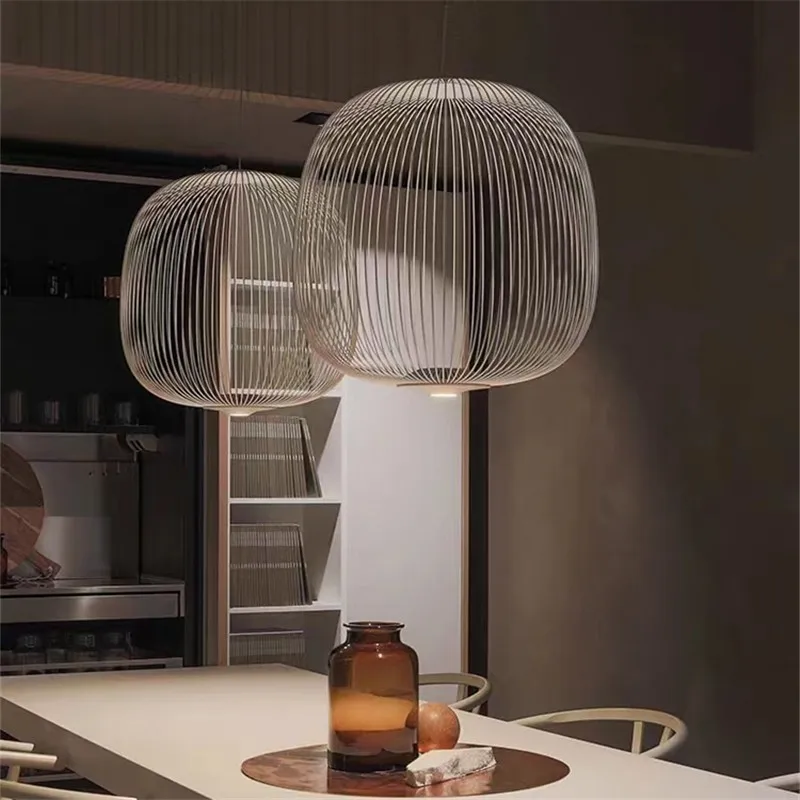 Foscarini المتحدث قلادة مصباح الحد الأدنى قفص العصافير معلقة ضوء لفيلا اللوبي الدرج ديكور المنزل درج الإضاءة الإيطالية #5