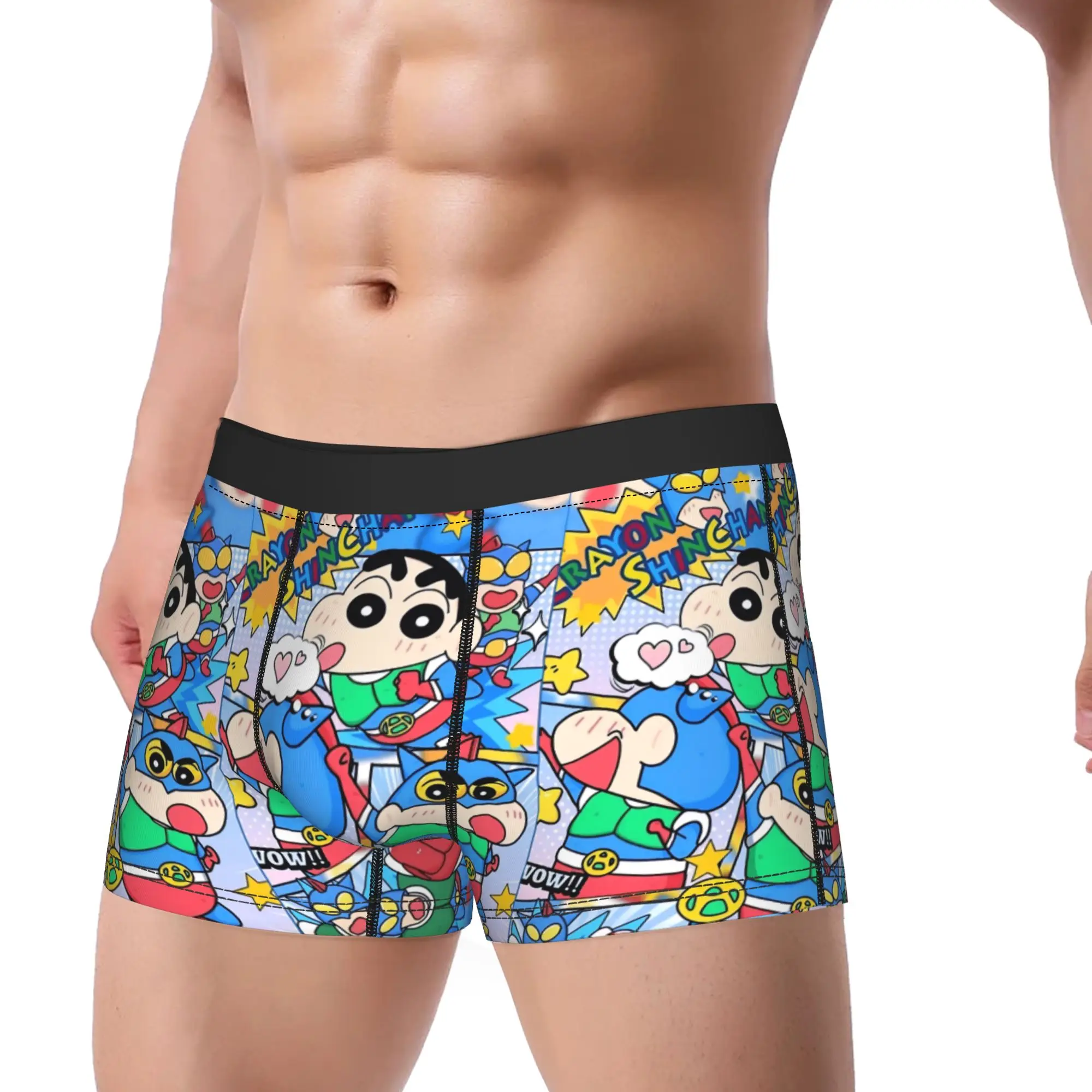 Crayon Shin-chan Underwear  Male Underpants Custom DIY Soft Trend Boxershorts Quality Shorts Briefs Plus Size 2XL