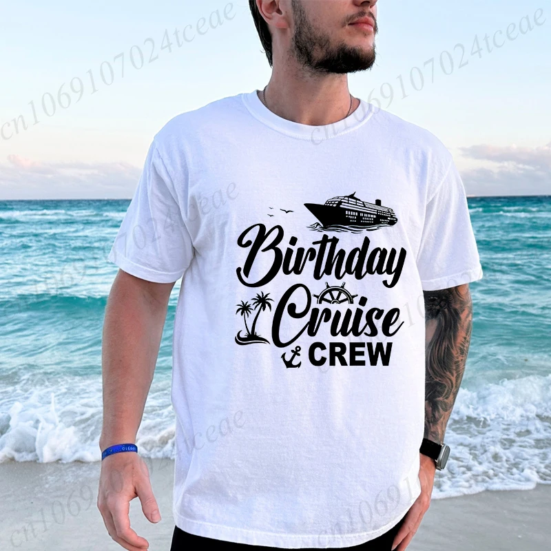 Birthday Cruise Crew T-shirts for Men Women Clothing Fashion Graphic Y2k Tops Family Matching Trip Shirts Short Sleeve Tees