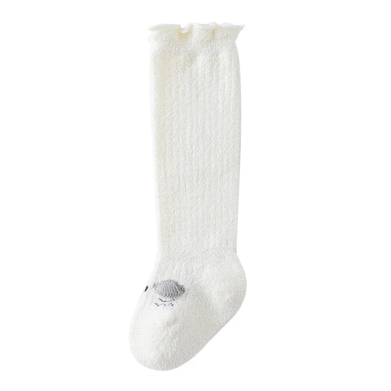 Autumn-Winter Thickened Coral Fleece Baby Long Socks with Elasticated Edges Unisex Baby Socks for Newborns