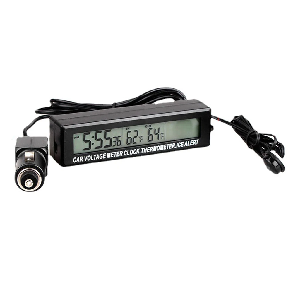 In Electronic Car Clock LED Car Electronic Clock Black Car Thermometer High-quality Real Time Monitoring Socket New