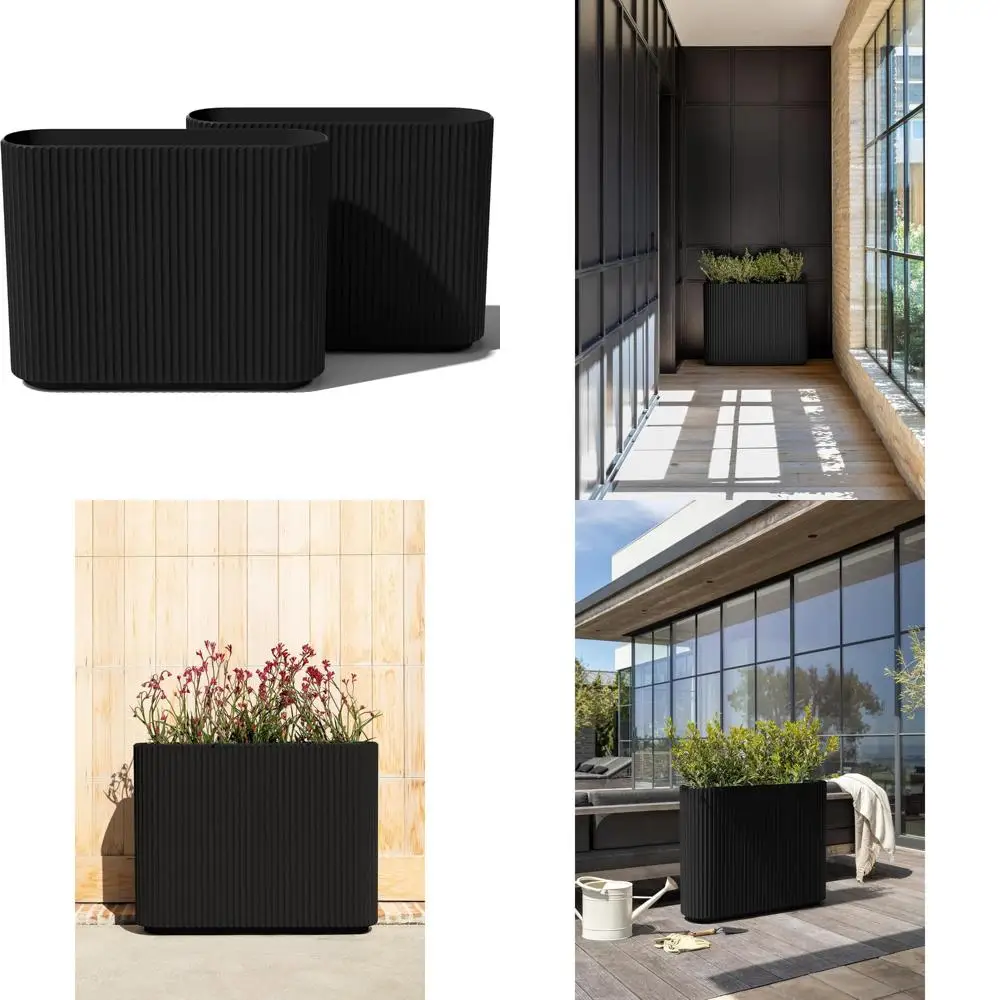 

Кашпо для переднего крыльца, патио, заднего двора - прочный композитный пластик-камень, современный декоративный горшок для улицы