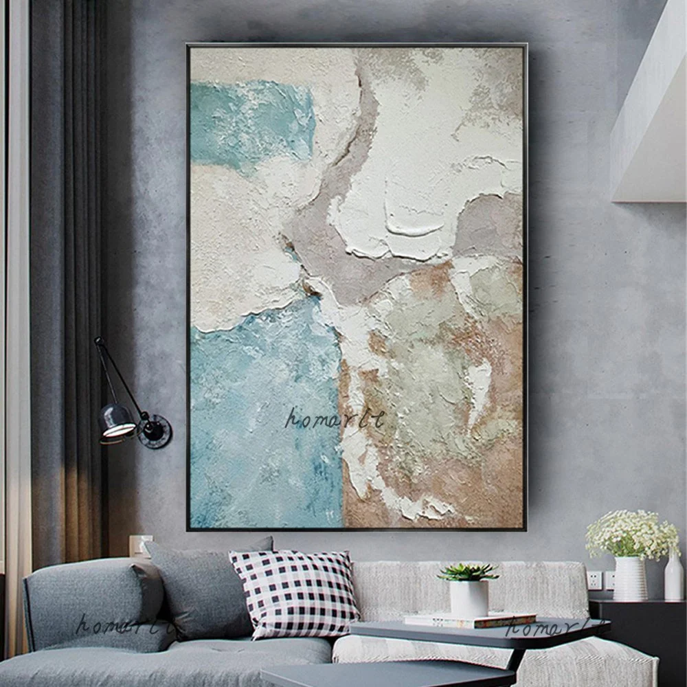 

Abstract White Blue Wave Pictures Home Decor Wall Art Hand Painted Oil Painting On Canvas Handmade Seascape Painting Living Room