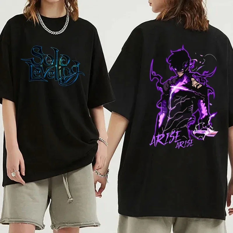 

New Anime Solo Leveling T Shirt Unisex Short Sleeve O Neck Summer Casual Funny Sung Jin Woo Printing T-shirt Top Tee