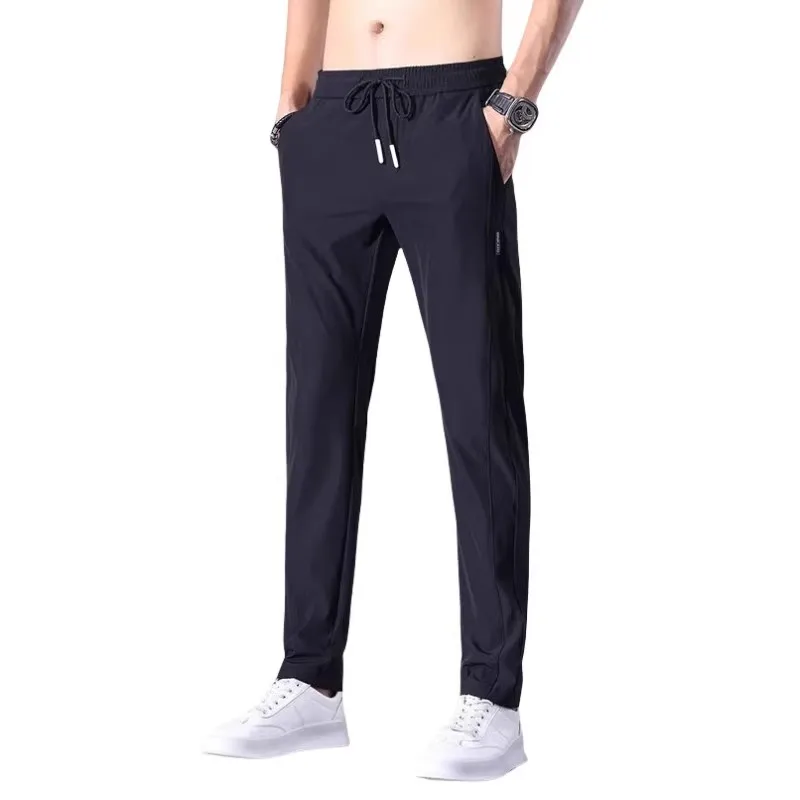 

Ice Silk Straight Leg Long Pants Men's Casual Versatile Thin Sle Workwear Youth Trendy Summer Straight Foot Pants
