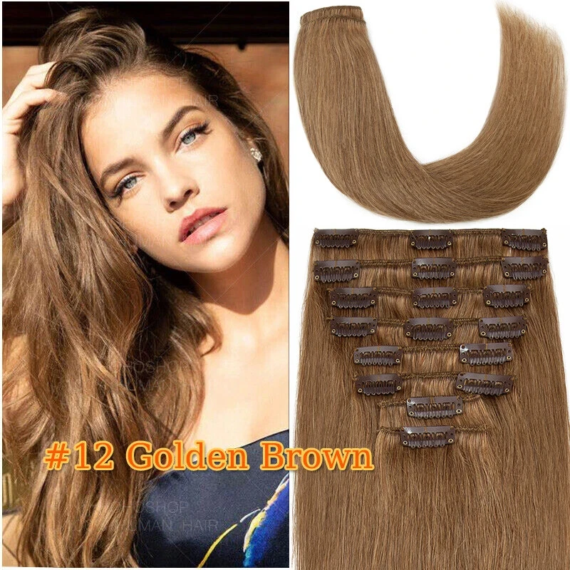 100-人毛クリップ式ヘアピース7点セット-12インチ-ストレートヘアピース-p8-613-1001ウェディングボリューム卸売