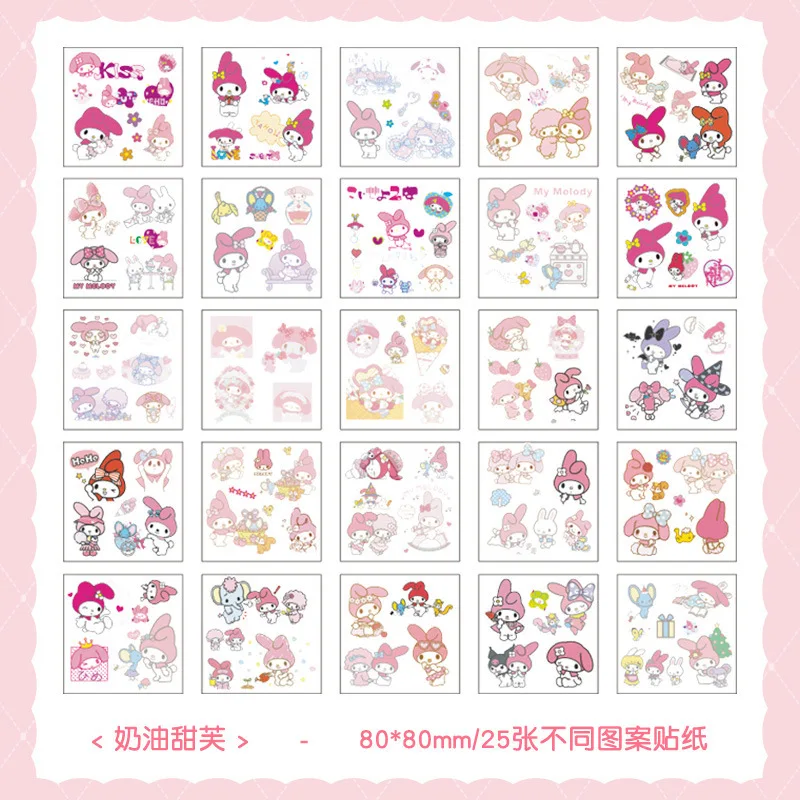 Kawaii Sanrio Kuromi Sticker Cinnamoroll Waterproof PVC DIY Goo Card Set Cute My Melody Kid Creative Stationery Handbook Sticker