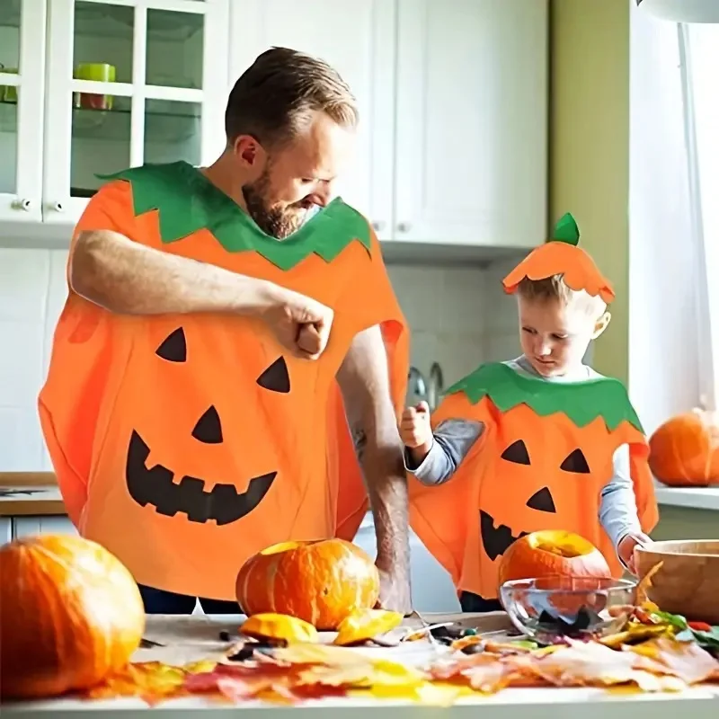 Geisterkürbis-Kostüm mit Hut und Geldbörse, Hexenkostüm oder Beutel mit kostbarem Süßigkeiten, für Kinder und Erwachsene