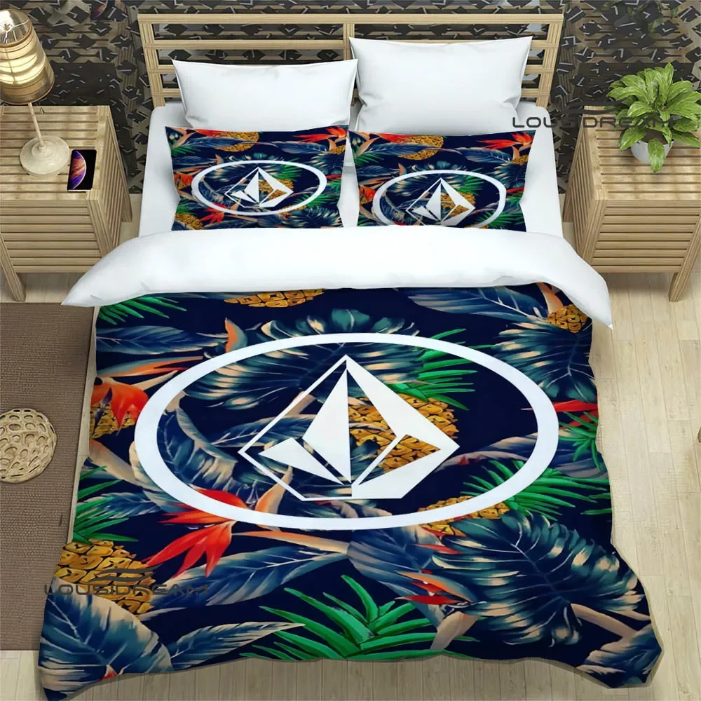 V-VOLCOM LOGO Printed Bedding Sets Exquisite Bed Supplies Set Duvet Cover Bed Comforter Set Bedding Set Luxury Birthday Gift