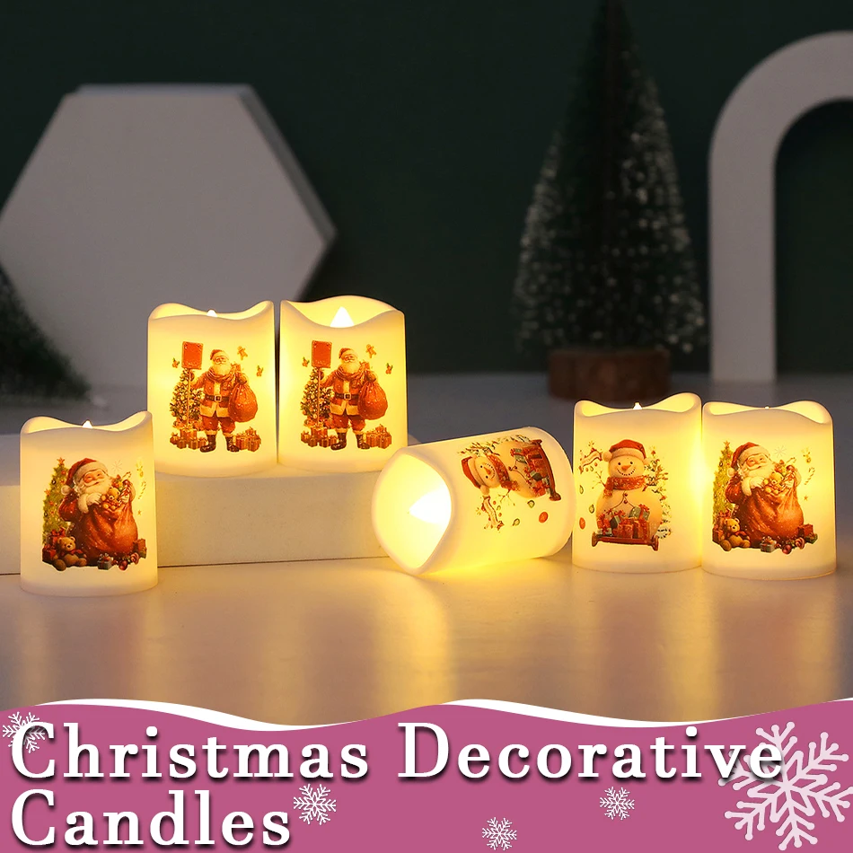 عيد الميلاد LED الشموع بطارية تعمل سانتا كلوز الشموع 6 قطعة شموع عيد الميلاد سطح المكتب الحلي لقضاء عطلة ديكور المنزل هدية