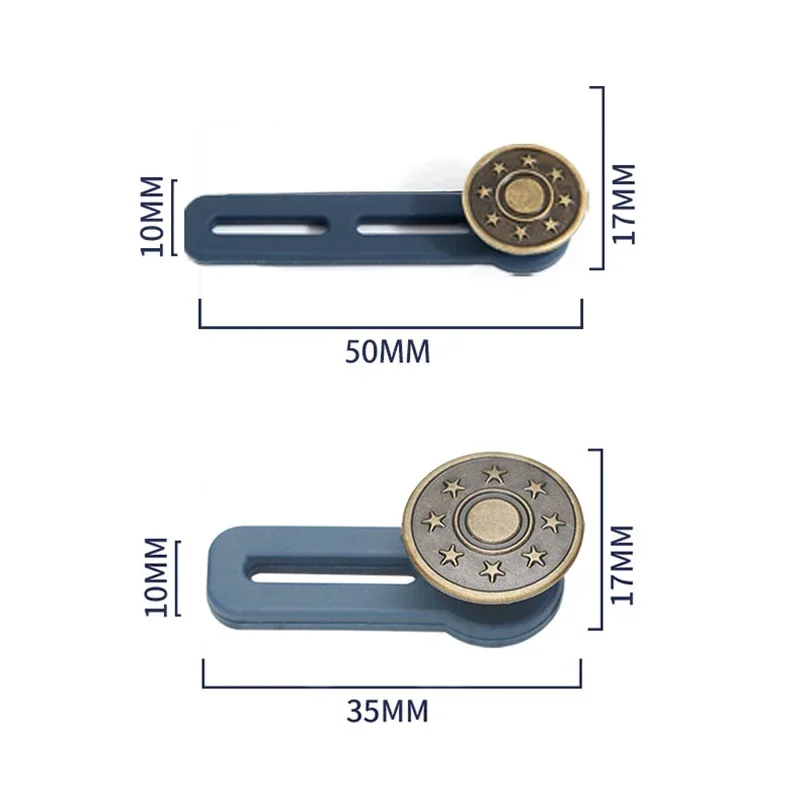 Extensor de Botones de Metal para pantalones vaqueros, extensores de cintura retráctiles ajustables, Botones de costura libre, 5/3 Uds.