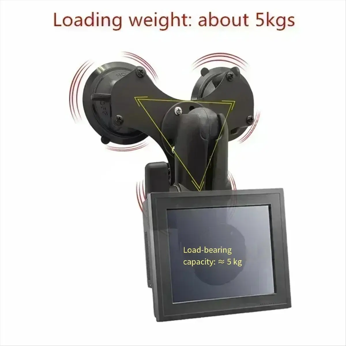 M05K 1.5 Inch Ball Head Car Window Twist-Lock Triple Suction Cup Base with AMPS Hole Ball Mount for Gopro Phone for Garmin view 4