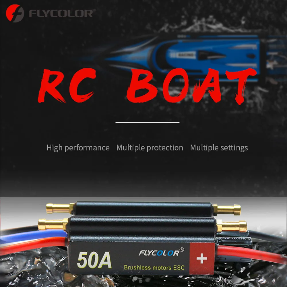 Original FLYCOLOR 30A 50A 70A 90A 120A Speed Controller Brushless Boat ESC Waterproof 2-6S Lipo Program Card For RC Boat Motor