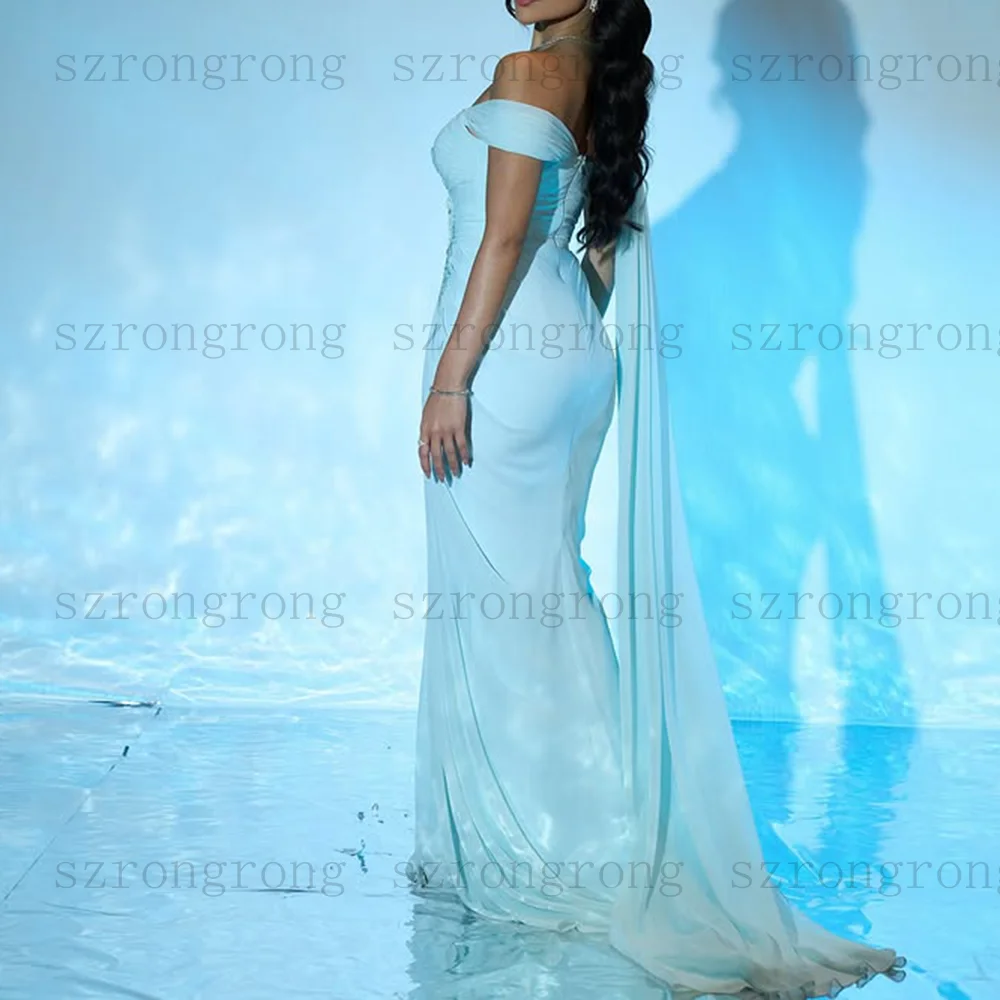 Maßgeschneiderte One-Shoulder-Ausschnitt-Meerjungfrau-Abendkleider mit Falten, Pailletten, Spitze, drapiert, langes Abendkleid, rückenfreies Chiffon-Partykleid