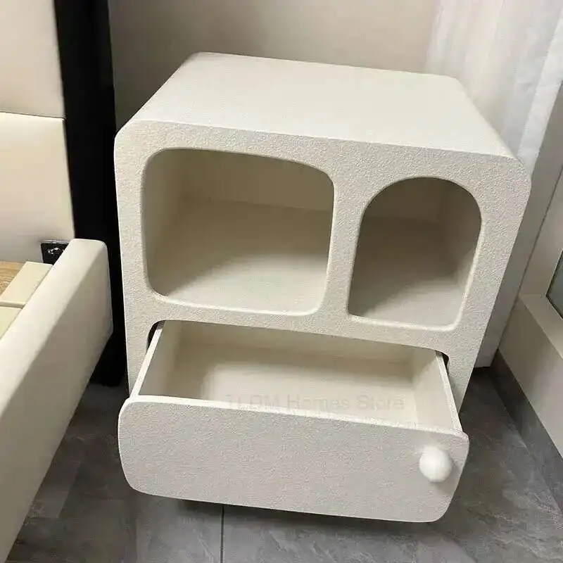 Bedroom Table Nightstand Furniture Retro French Night 협탁 Creative Cream Style Household Design Upscale White Bedside Table