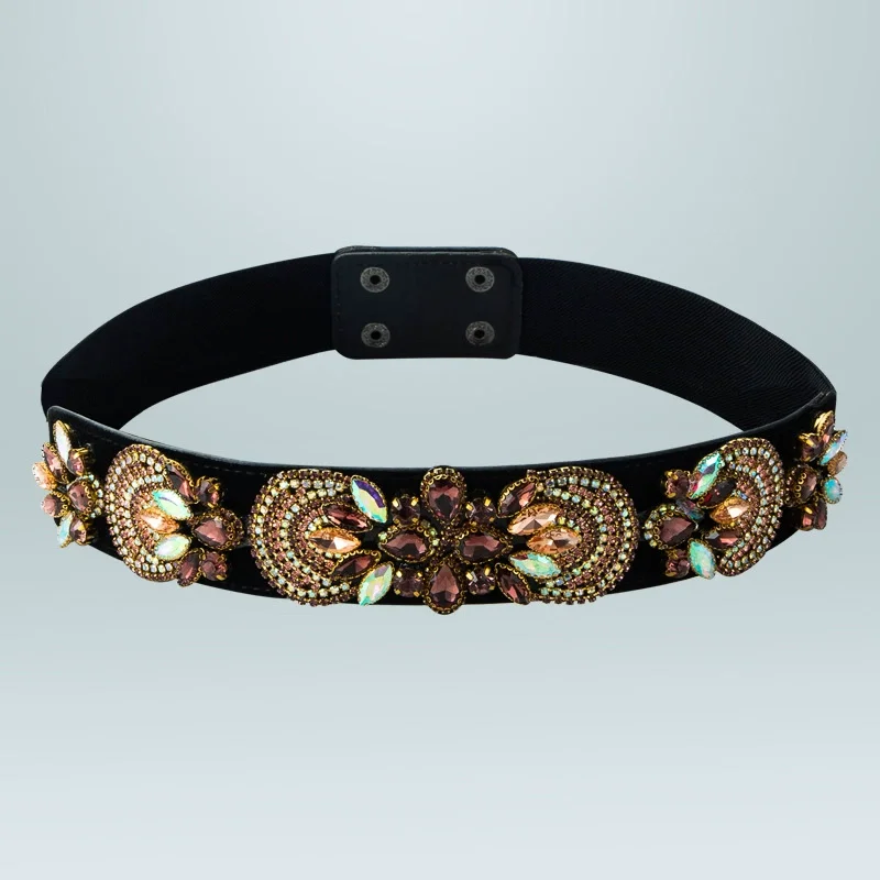 Moda donna Diamanti lucidi Fascia elastica Abito femminile Corsetti Cintura Cinture Decorazione Cintura larga TB303