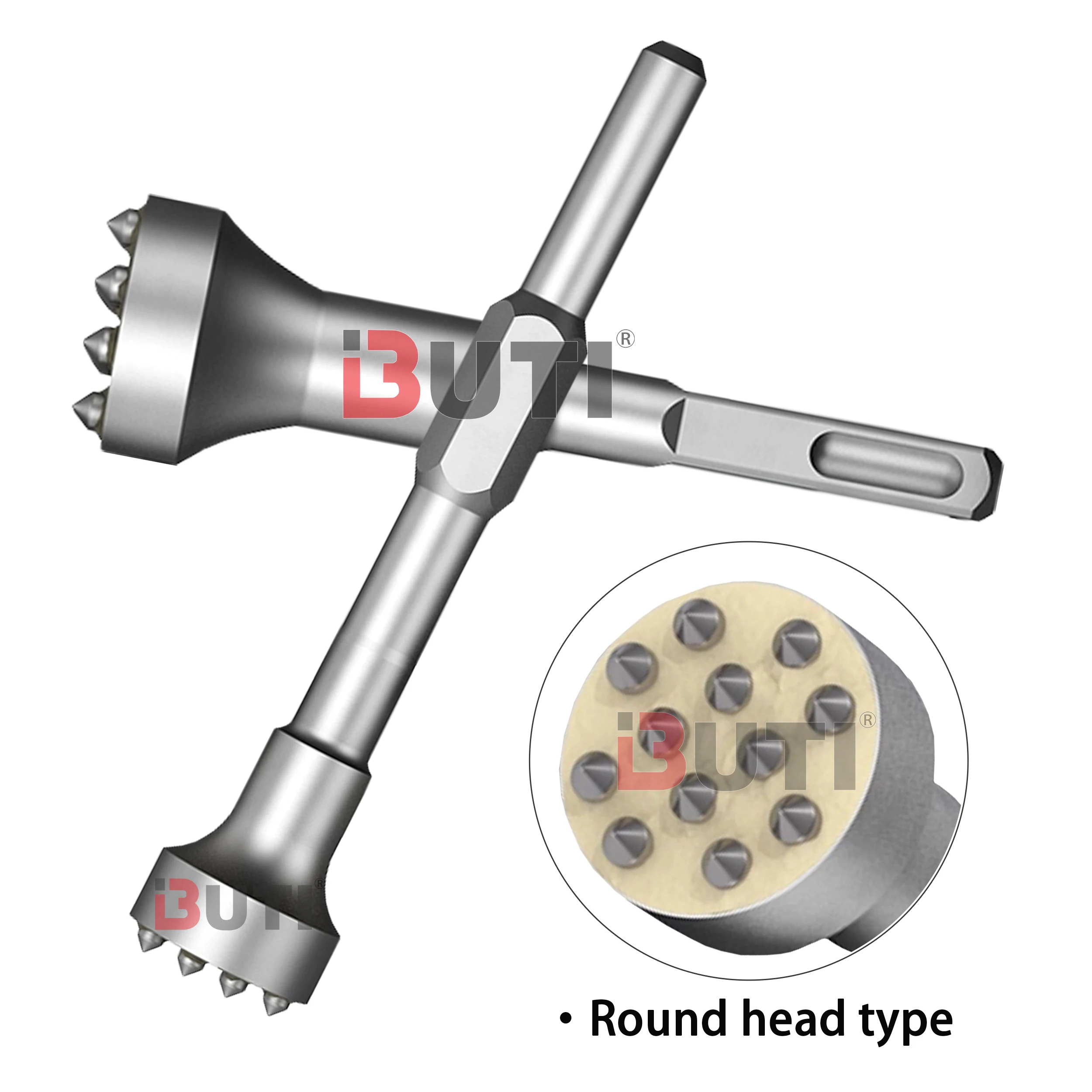 Martillo de flores con mango cuadrado/redondo/hexagonal, cabezal de endurecimiento, broca de cemento en paredes de hormigón, herramienta eléctrica de superficie de Litchi, 12/16