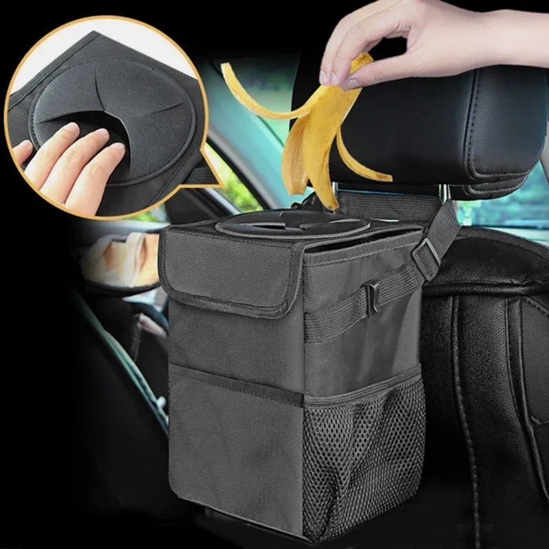 

Universal Car Interior Storage Case Trash Bin Multifunctional Auto Storage Tool Box Hanging Pocket For Stowing Portable Foldable