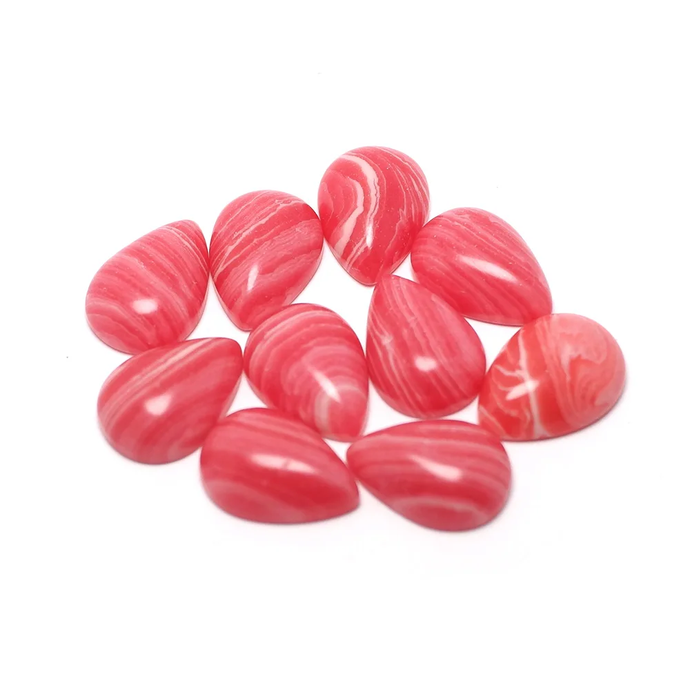 10pcs Watermelon Red Cabochon Stone,Polished Flat Back Teardrop Cabochons,Pendant Accessories,Jewelry Necklace Charm Making