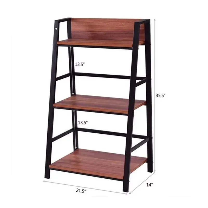 for Room Multi Level 3 Tier Standing Type Durable Plant Pot Trapezoidal Shelf Metal Storage Rack Ladder Wooden Metal Display