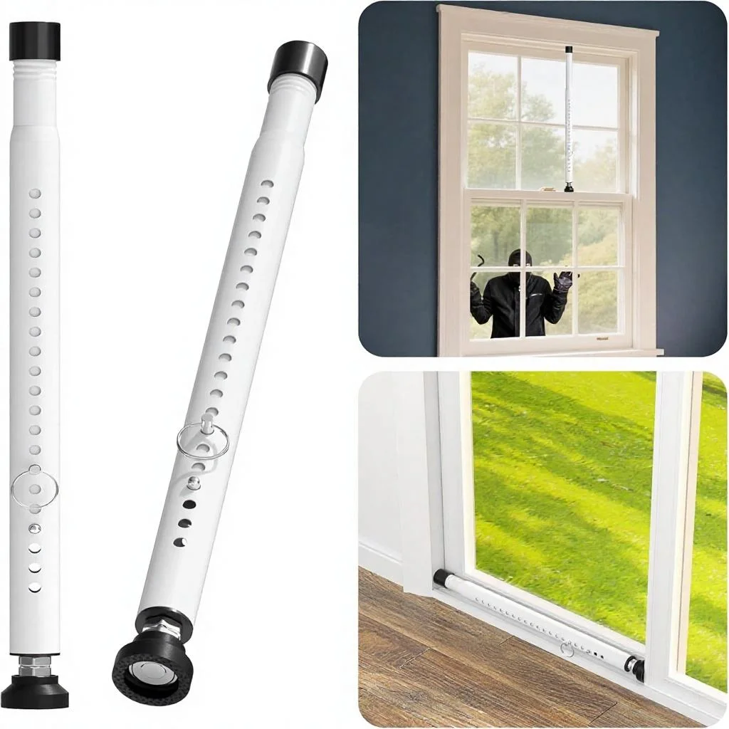 Adjustable Sliding Door Safety Lock Bar Heavy-Duty 1-Inch Diameter Security Window Guard with Non-Slip Rubber Tips, 17.7–50.5 In