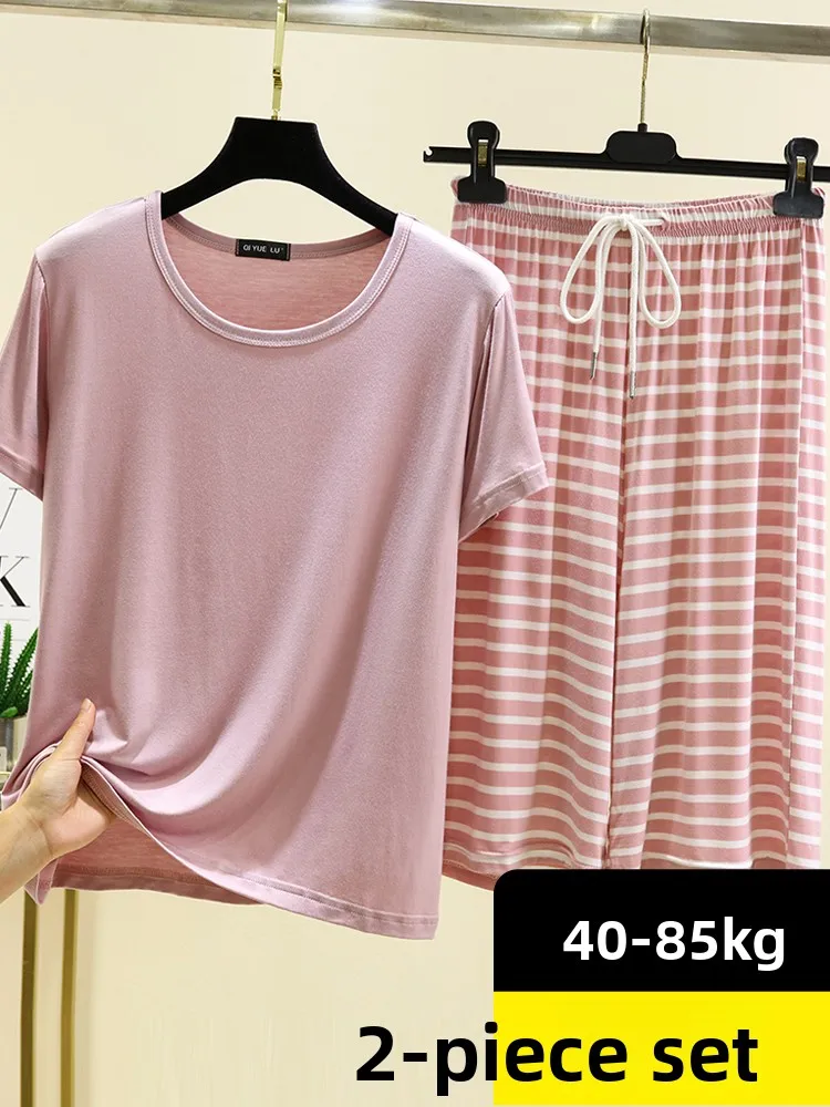 

Круглый комплект из модала Ne Spwear, женский летний тонкий ор Све, повседневный комплект из двух предметов большого размера с кондиционером, удобный домашний комплект...