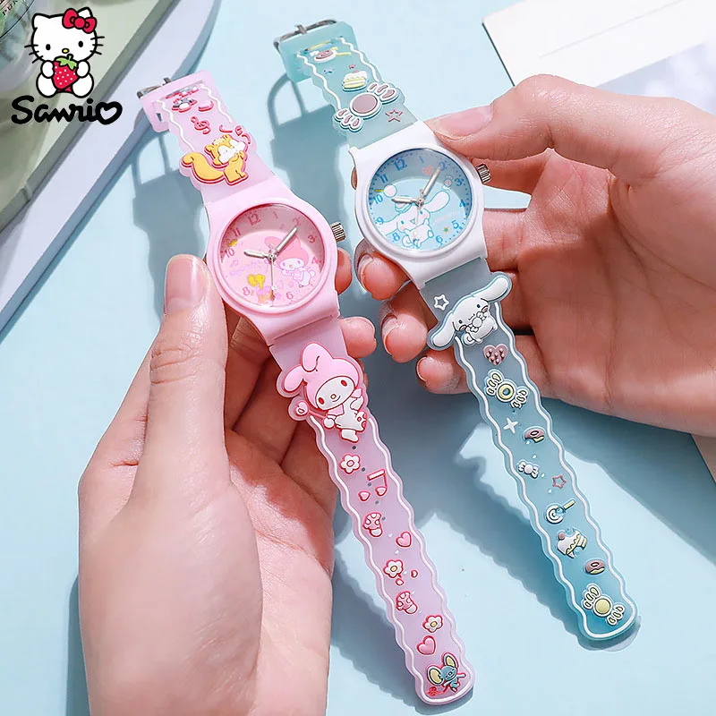 Sanrio Wrist Watch Cinnamoroll Quartz Watchband Y2K Hello Kitty Waterproof Watch Kuromi Clock My Melody Girl Gift Kid Anime Toy