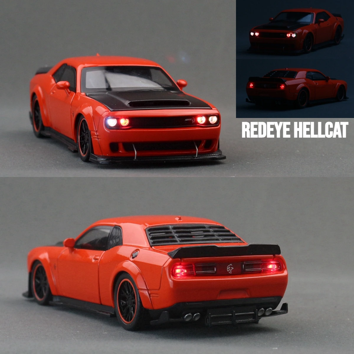 1:32 دودج تشالينجر SRT Hellcat سيارات لعبة للأطفال سوبر سبورت نموذج دييكاست مركبة مصغرة الصوت والضوء جمع هدية