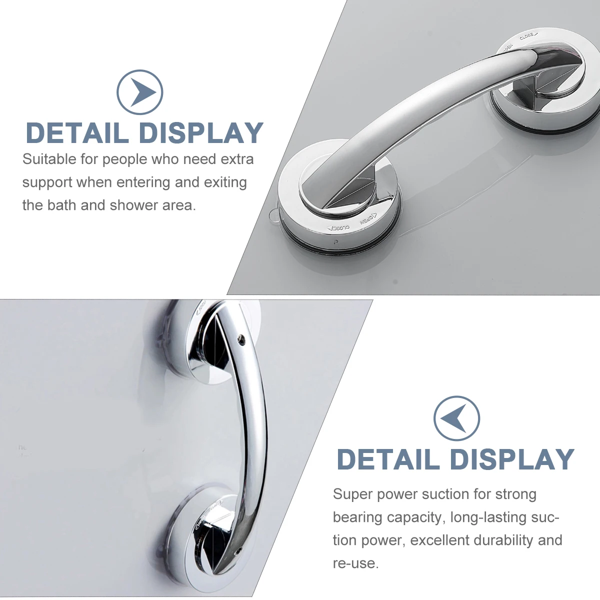 

Door Handle Handrail Shower Suction Handles Cup Grab Bars Balance Plastic Bathtub Assistance for Elderly