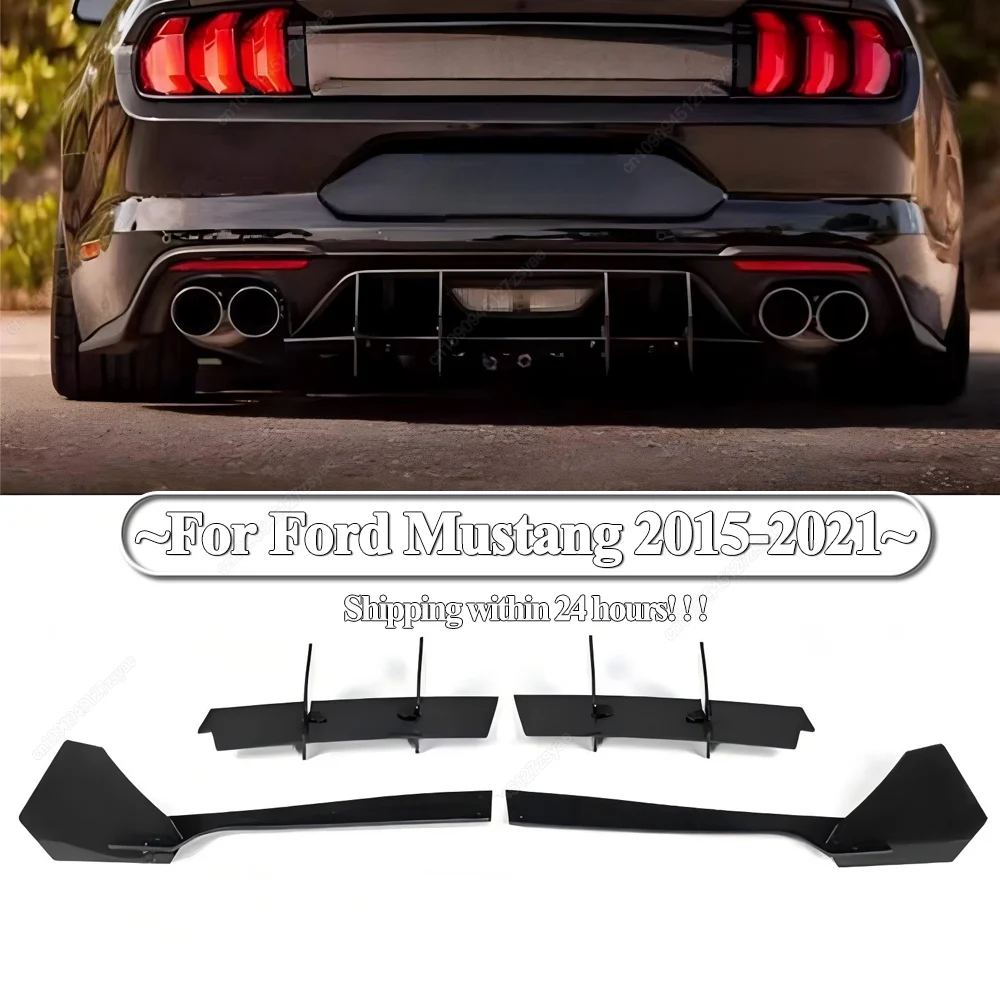 

Задний бампер автомобиля, диффузор, кронштейн, разветвитель губ, багажник, выхлопной спойлер, пластина для Ford Mustang 2015-2021, кудрявые комплекты, тюнинг, глянцевый черный
