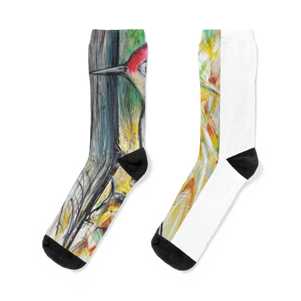 

Red Bellied Woodpecker Illustration Socks gift men cotton high quality heated Toe sports Socks Men's Women's