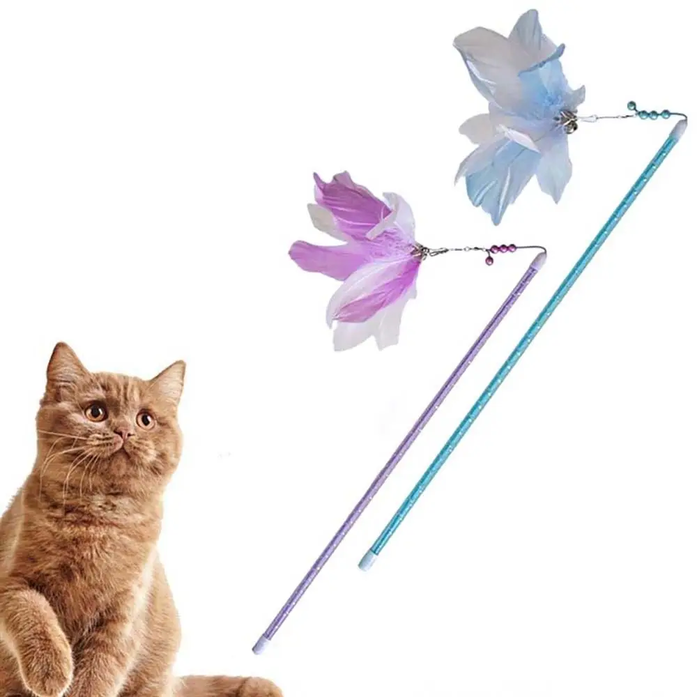 

Funny Cat Teaser Wand Chew Training Interactive Exercise Catch Cats Teasing Stick Kitten Rod Wand Pompom Cat Toy Pet Supplies