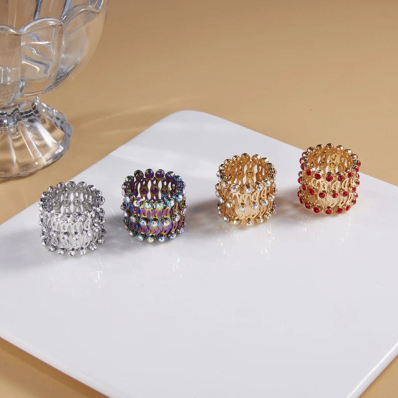 Unique Design Magic 2 in 1 Folding Retractable Ring Bracelet Shiny Rhinestone Stretchable Twist Folding Ring Party Charm Jewelry