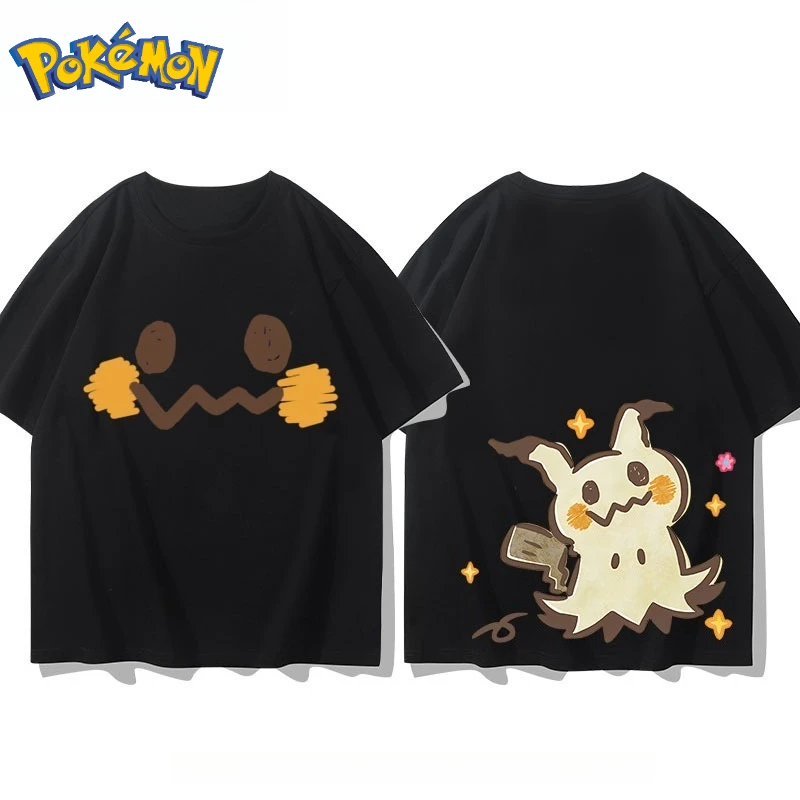 Pokémon Mimikyu Front and Rear Printed T-shirt Men's and Women's Summer New Harajuku Loose Casual Versatile Short-sleeved Top image 3