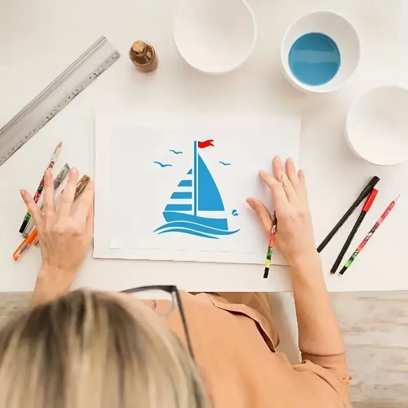 9pcs Nautical Theme Stencil Set