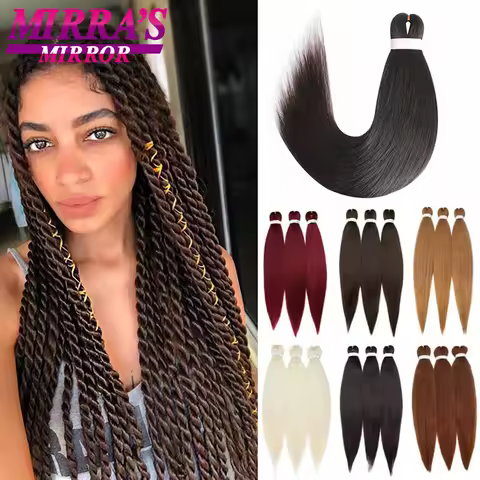 3 Bundle African Braids Hair Extensions 26 Inch Synthetic Braiding Hair Pre Stretched Yaki Straight Jumbo Braid Hair Red Pink