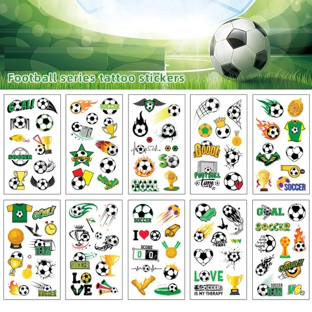 10Pcs Fashion Waterproof Football Sticker Removable Skin Safe Temporary Tattoos Sticker Water Transfer Sticker Sports Event