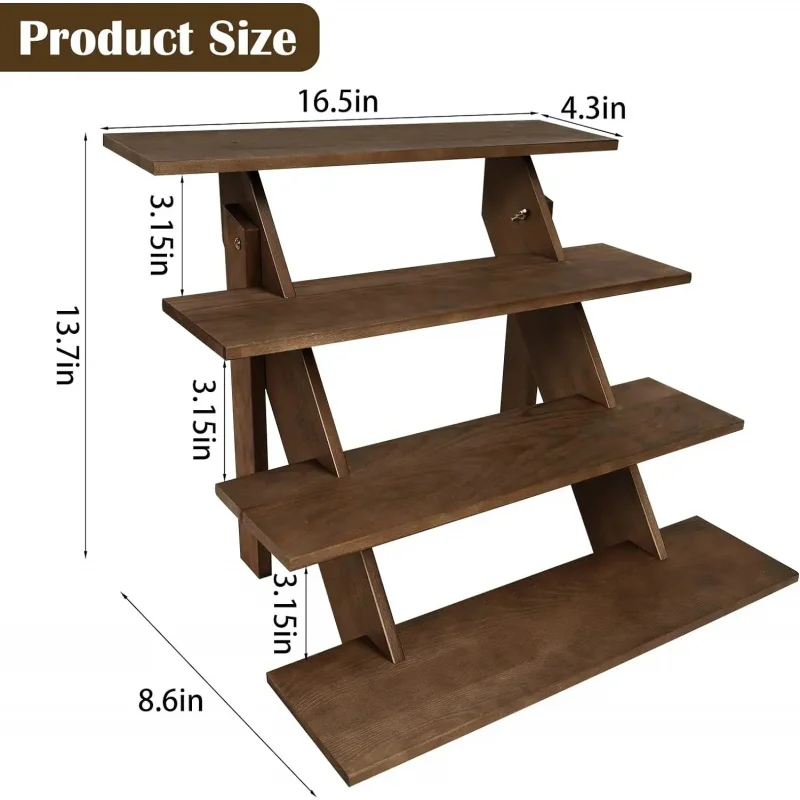 custom.4-Tier Rustic Wooden Display Riser Wooden Display Stand Cupcake Stands Home Wedding Party Wooden Serving Tray