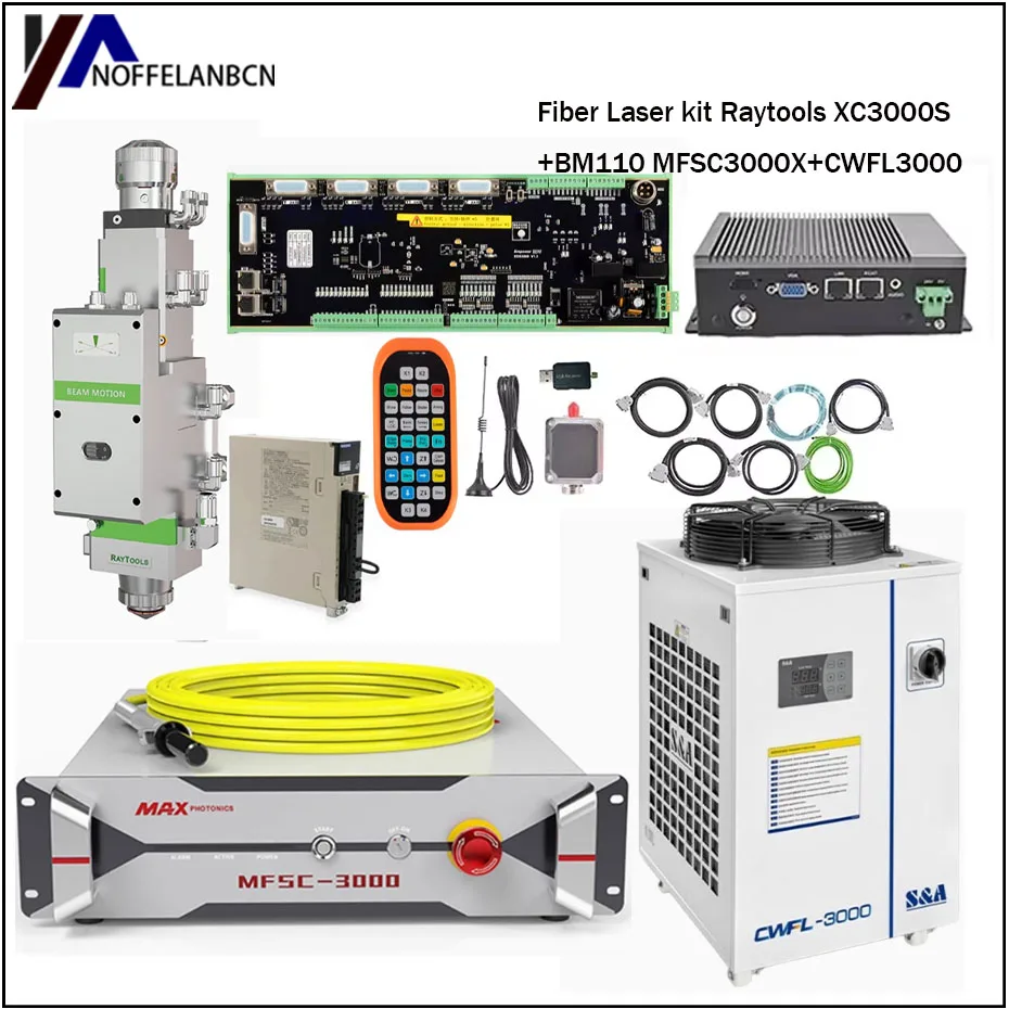 MAX1500W CWFL1500 Raytools XC3000S und Raytools Laserkopf BM110 Faserlaser-Controllersystem-Kit