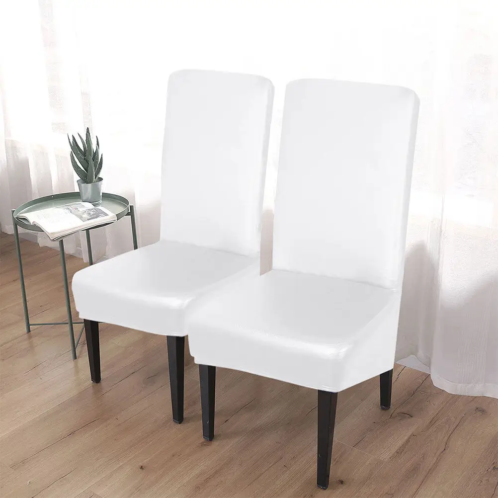 

4Pcs Chair Covers Waterproof PU Stretch Protective Covers Elastic Dinning Room White Easy Clean Chair Protectors Sleeve