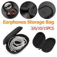 3-15PCS PU Leather Headphone Bags Accessories Universal Wired Earbuds Case Portable Square Shaped for BA10 AS10 ES4 KZ CAA