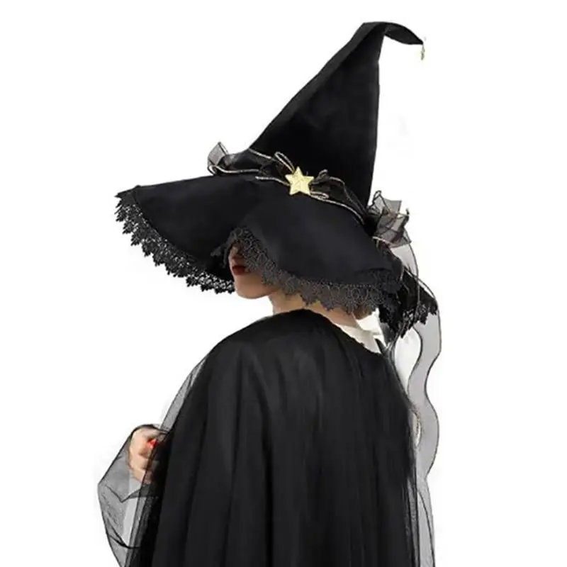 39BD Adult Halloween witch hat with soft finish fabric and flared profile