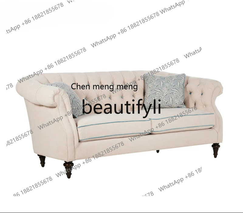 

American sofa elegant and clear shadow modern simple fabric three-person sofa