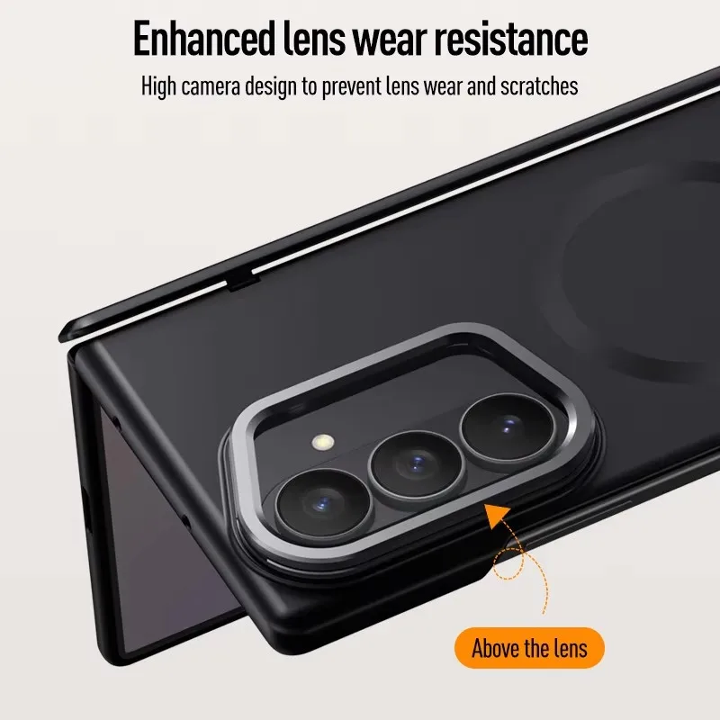 Etui na telefon z sprężynowym zawiasem, uchwytem na aparat i folią ochronną z hartowanego szkła zapewniającą pełną ochronę i ultracienkiej konstrukcji do Samsung Galaxy Z Fold 7 — zdjęcie produktu 6