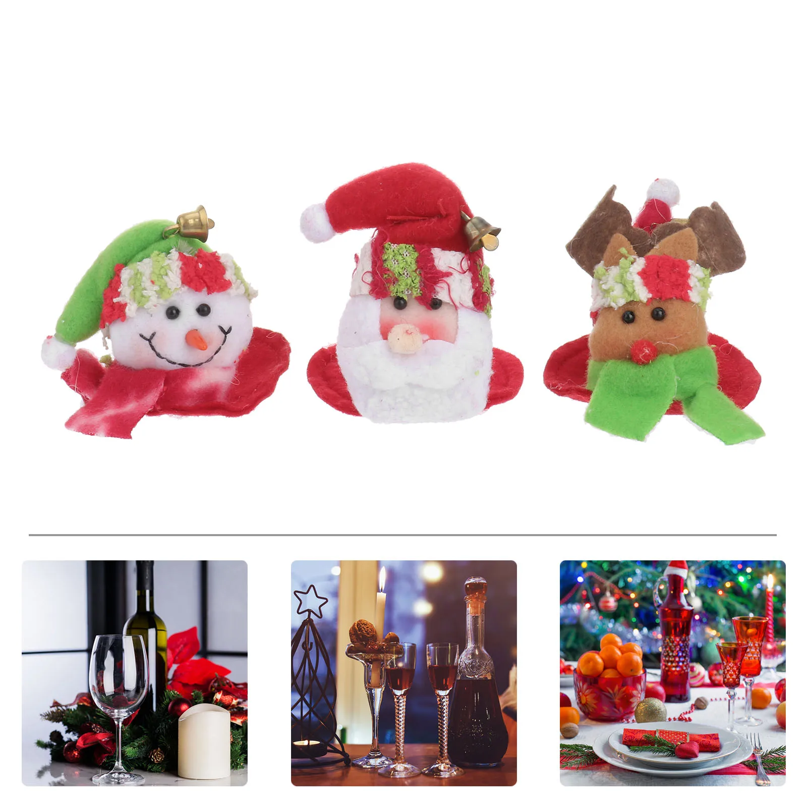

3 PCS Christmas Cup Mat Red Wine Table Placemat Drink Coaster Coasters Themed Drinks